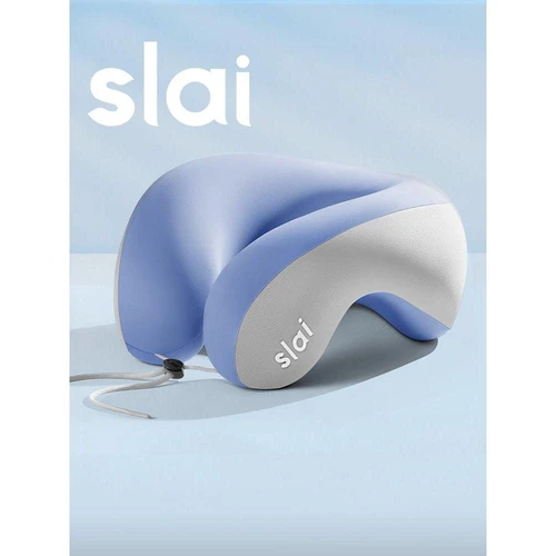 SLAI Memory Foam Travel Neck Pillow with Air-Layer Fabric, Floating Support, Blue/Pink